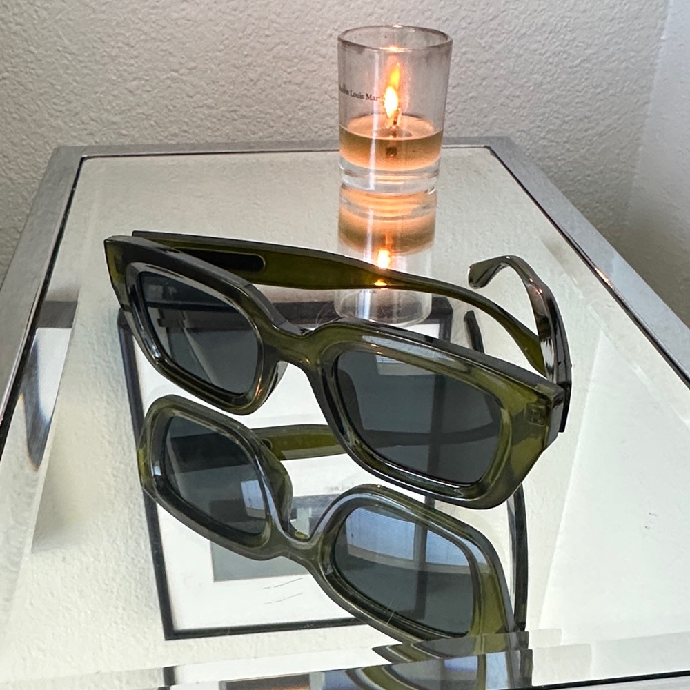 Olive Green Oversized Rectangle Sunglasses
